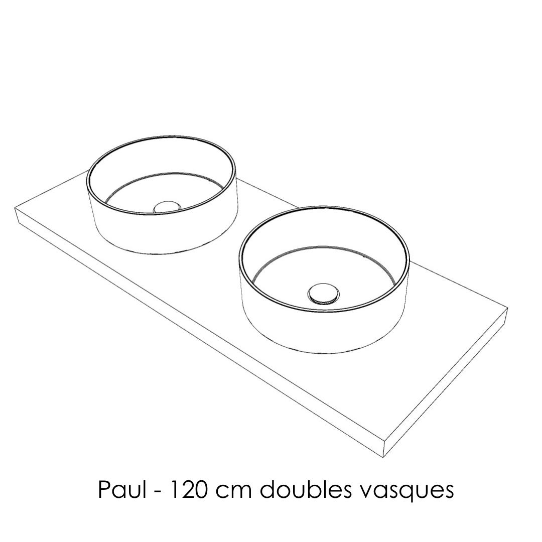 Paul, le plan avec vasque ronde posée en Solid Surface