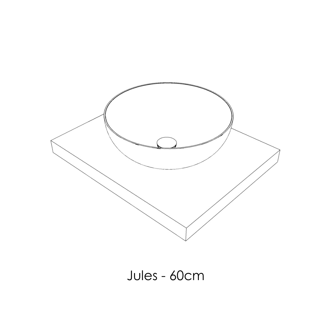 Jules, le plan avec vasque sphérique posée, en Solid Surface