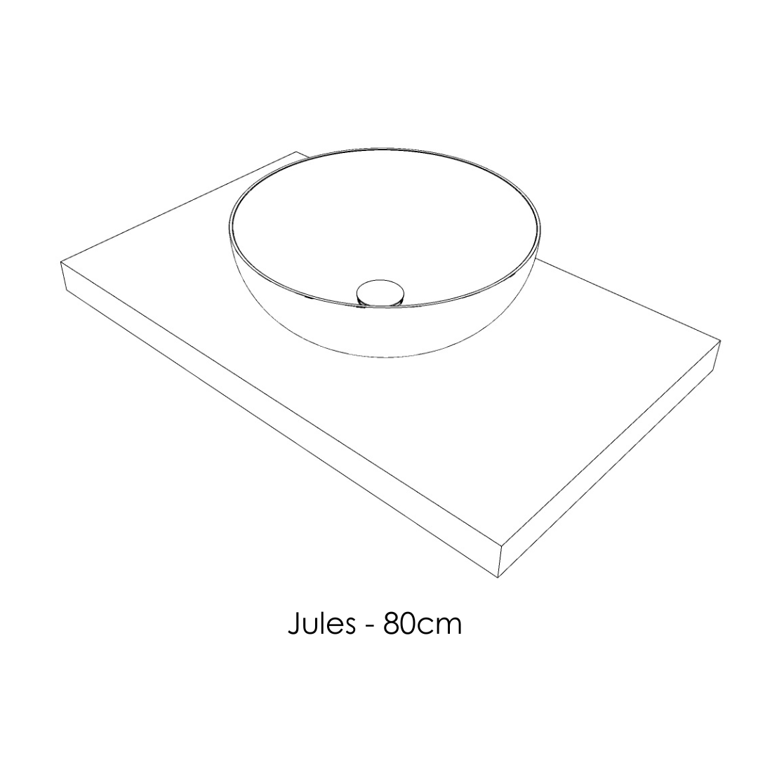 Jules, le plan avec vasque sphérique posée, en Solid Surface