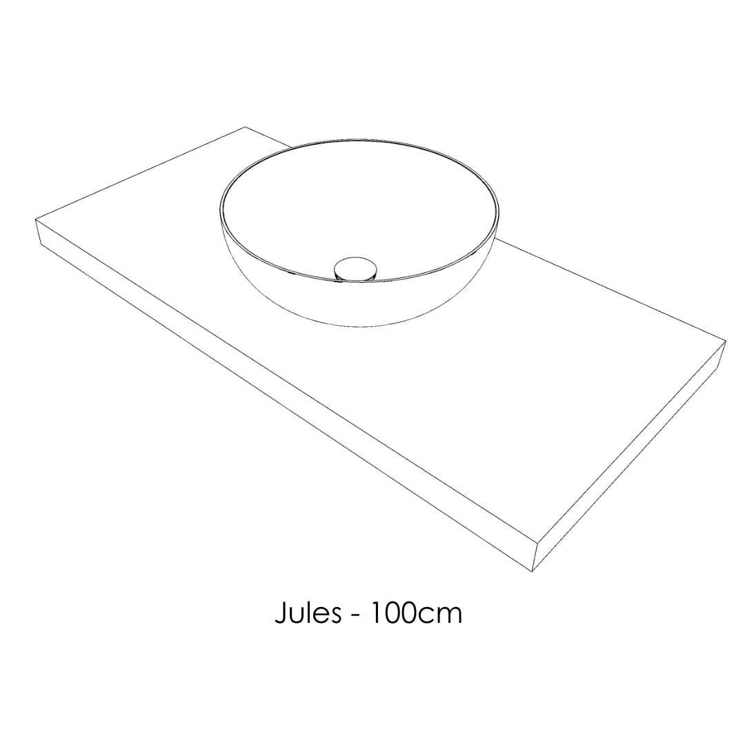 Jules, le plan avec vasque sphérique posée, en Solid Surface