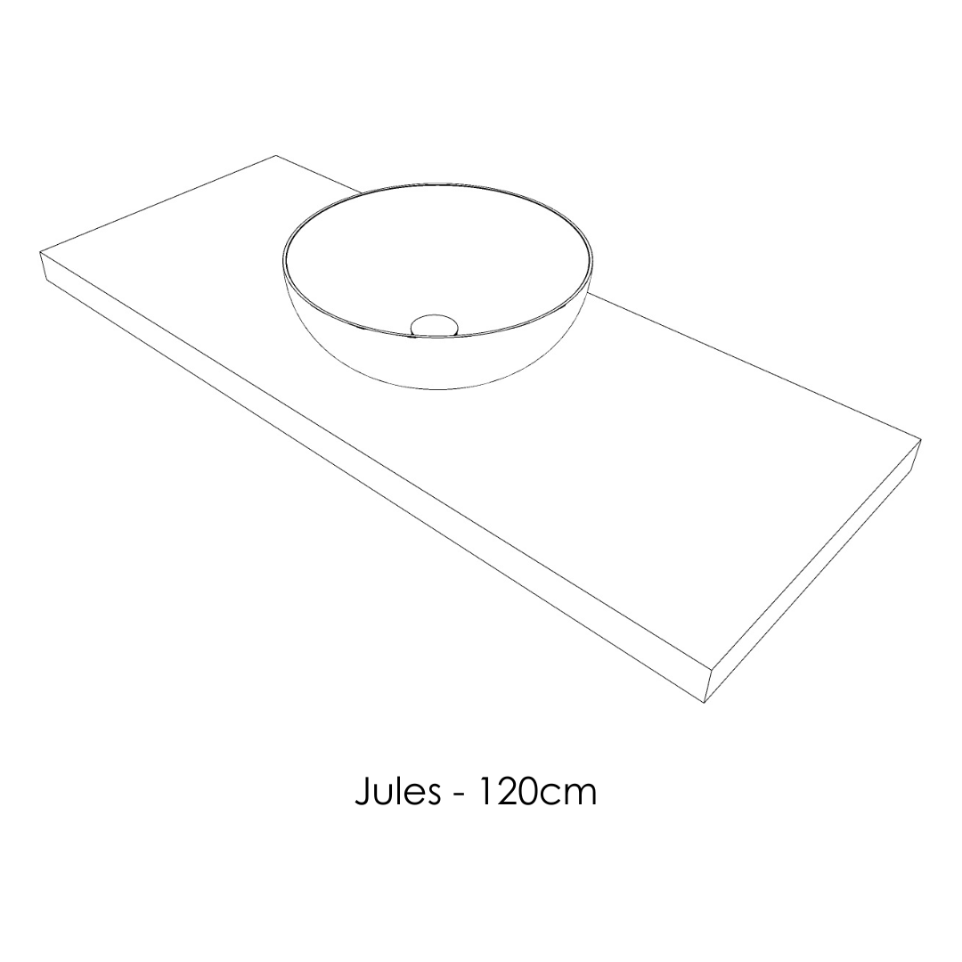 Jules, le plan avec vasque sphérique posée, en Solid Surface