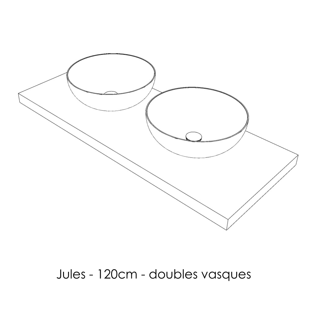 Jules, le plan avec vasque sphérique posée, en Solid Surface