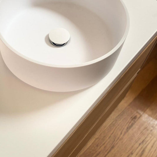 Paul, le plan avec vasque ronde posée en Solid Surface