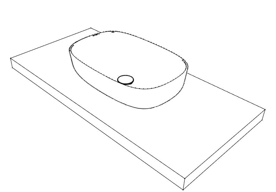 Malo, le plan avec vasque ovale posée, en Solid Surface