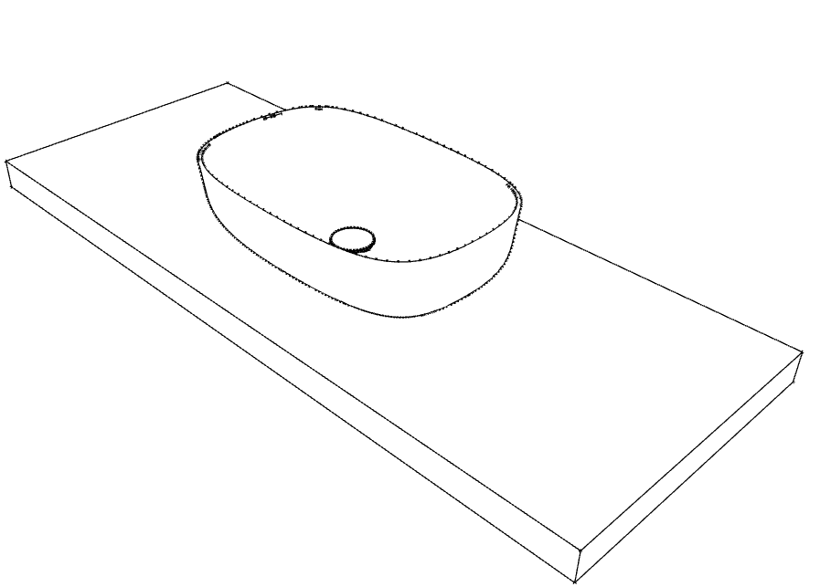 Malo, le plan avec vasque ovale posée, en Solid Surface