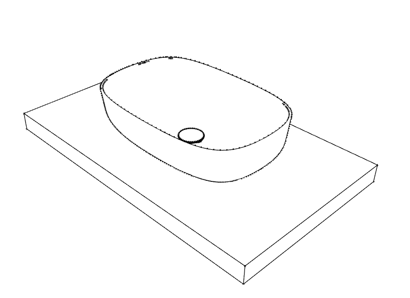 Malo, le plan avec vasque ovale posée, en Solid Surface