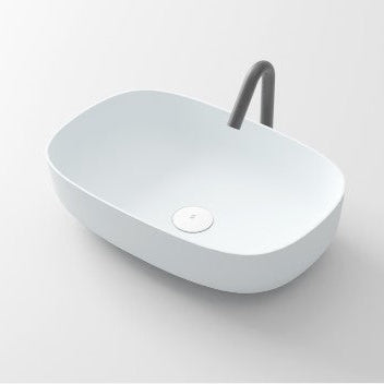 Malo, le plan avec vasque ovale posée, en Solid Surface